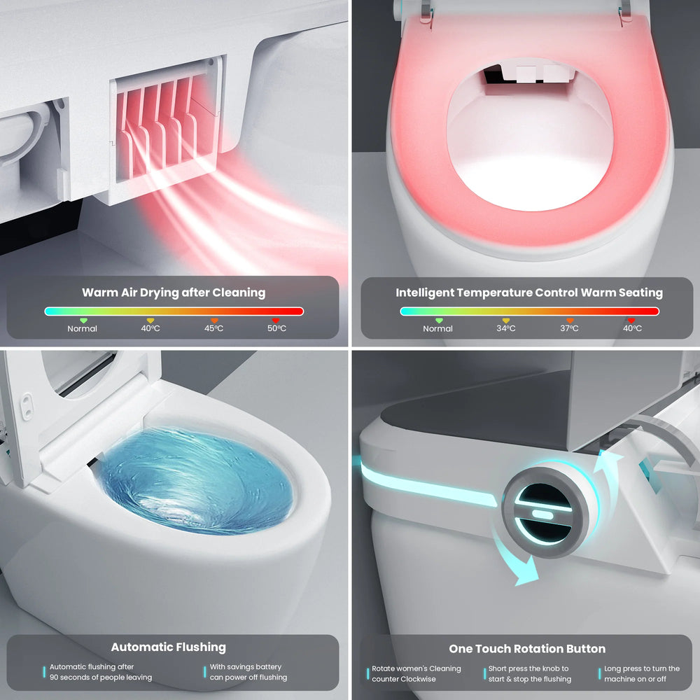 Yulika Smart Toilet with Tank Elongated 1.28 GPF Built-in Bidet LED Screen New