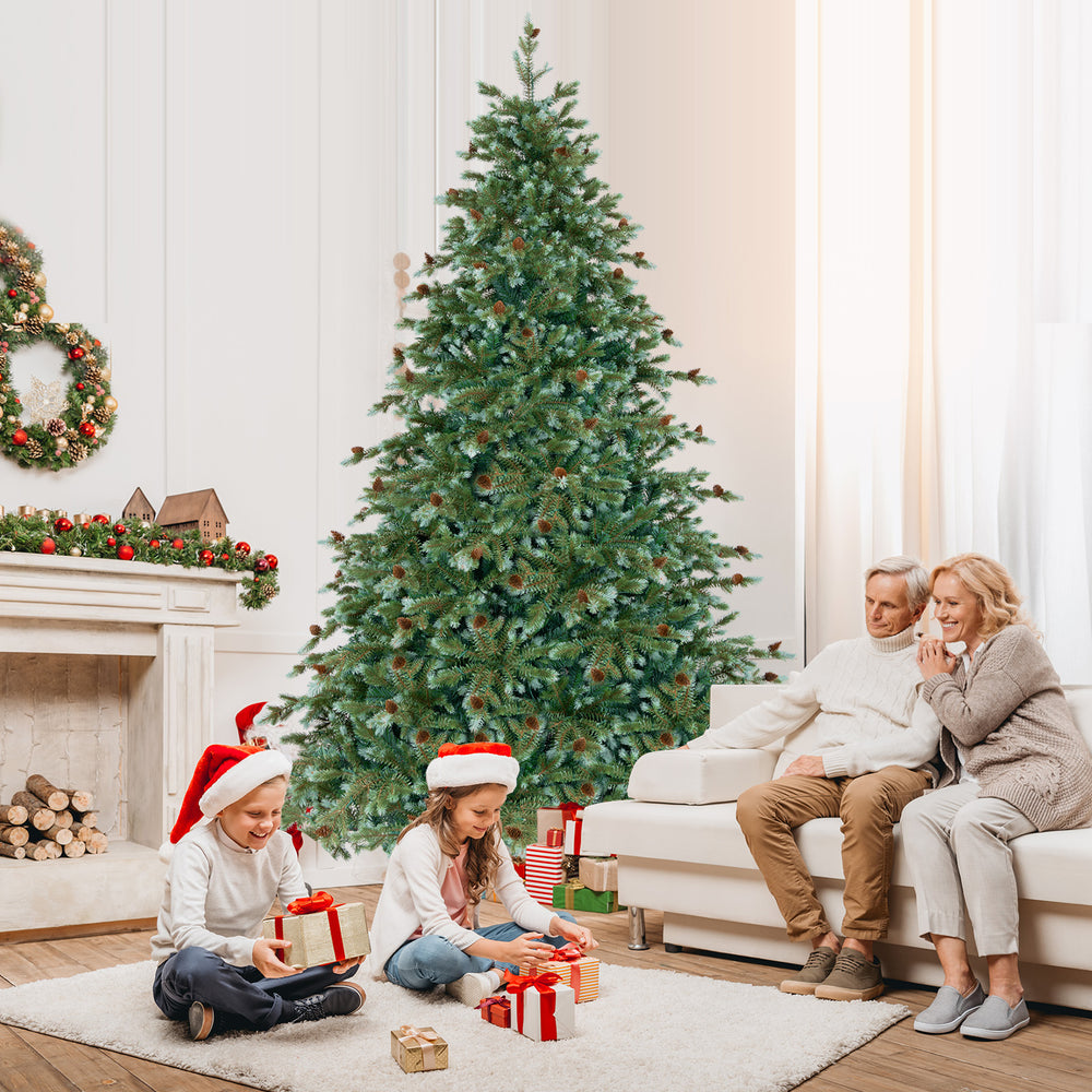 8 Feet Christmas Tree with 8 Lighting Modes and Pine Cones-8 ft - Gallery View 1 of 10