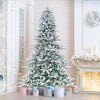 8 Feet Snow Flocked Artificial Christmas Tree with Cool White LED Lights - Gallery View 1 of 10