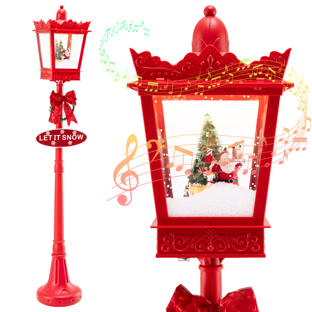 8 ft Musical Christmas Streetlight with Warm White LED Lights and Snowy Effects-RED - Gallery View 1 of 1
