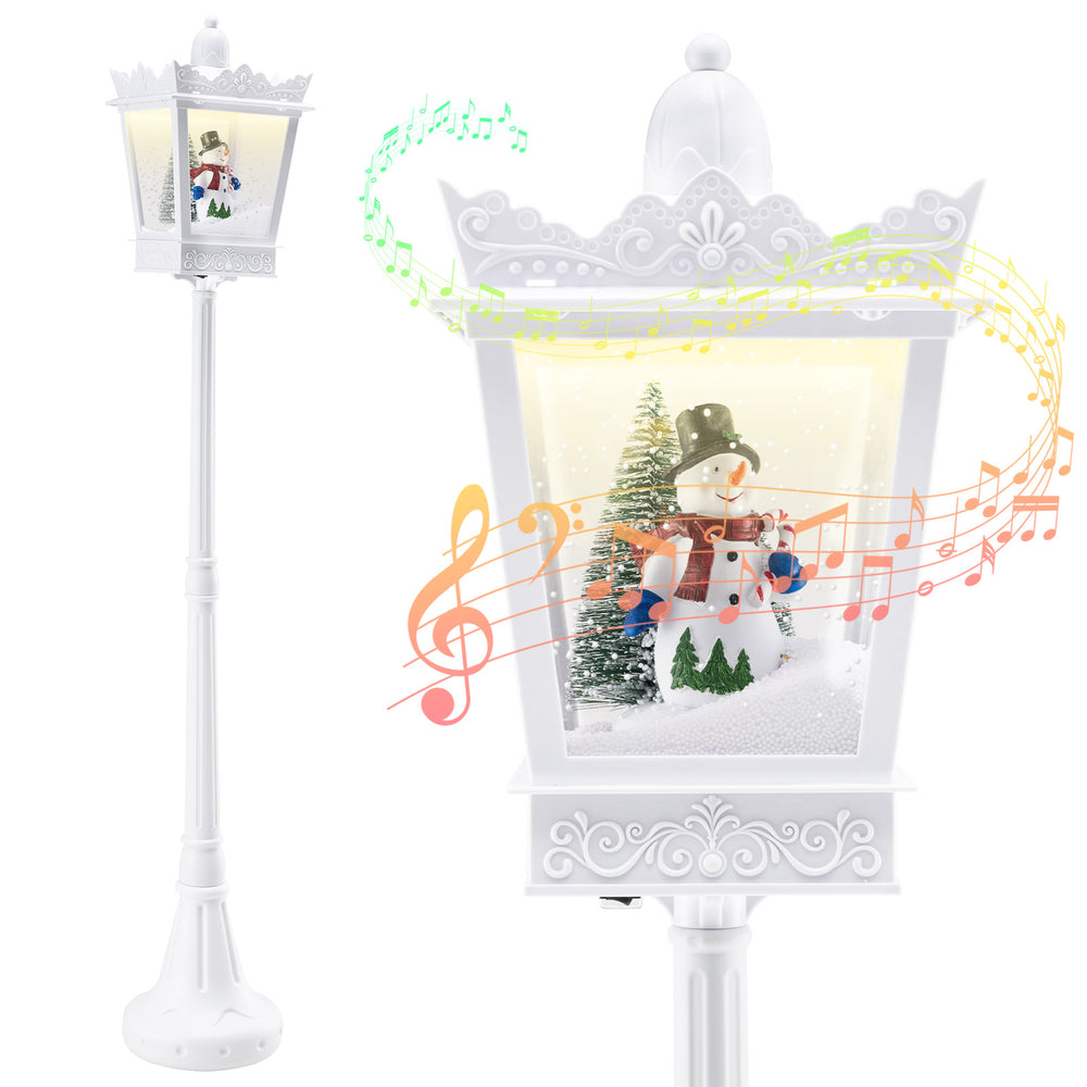 8 ft Musical Christmas Streetlight with Warm White LED Lights and Snowy Effects-White - Gallery View 1 of 1
