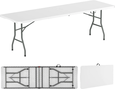 Costway 8' Portable Fold-in-Half Folding Table HDPE 350 lbs 25983647 New