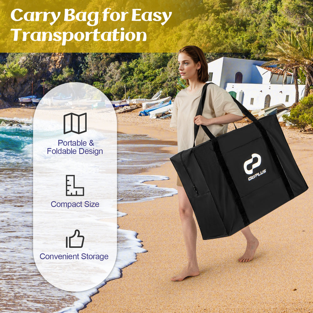 Inflatable dock platform with carry bag, 8 ft x 8 ft, portable design for easy transportation and convenient storage.