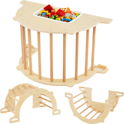 Costway 8-in-1 Kids Climbing Arch Sensory Table w/ Collapsible Storage Bin 45180525 New