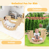 8-in-1 climbing arch sensory table for kids, made of solid beech wood, suitable for indoor and outdoor play.