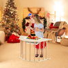 Children's 8-in-1 climbing arch sensory table in natural wood, featuring collapsible storage for toys, ideal for indoor.