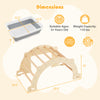 8-in-1 climbing arch sensory table with collapsible storage bin, solid beech wood, for kids aged 3+, enhances motor.