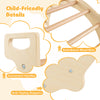 Child-friendly details of the 8-in-1 climbing arch, featuring solid beech wood bars and convenient handles for kids.