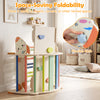 Colorful 8-in-1 foldable climbing toy for toddlers, featuring stable beech wood bars and a space-saving design for easy storage.