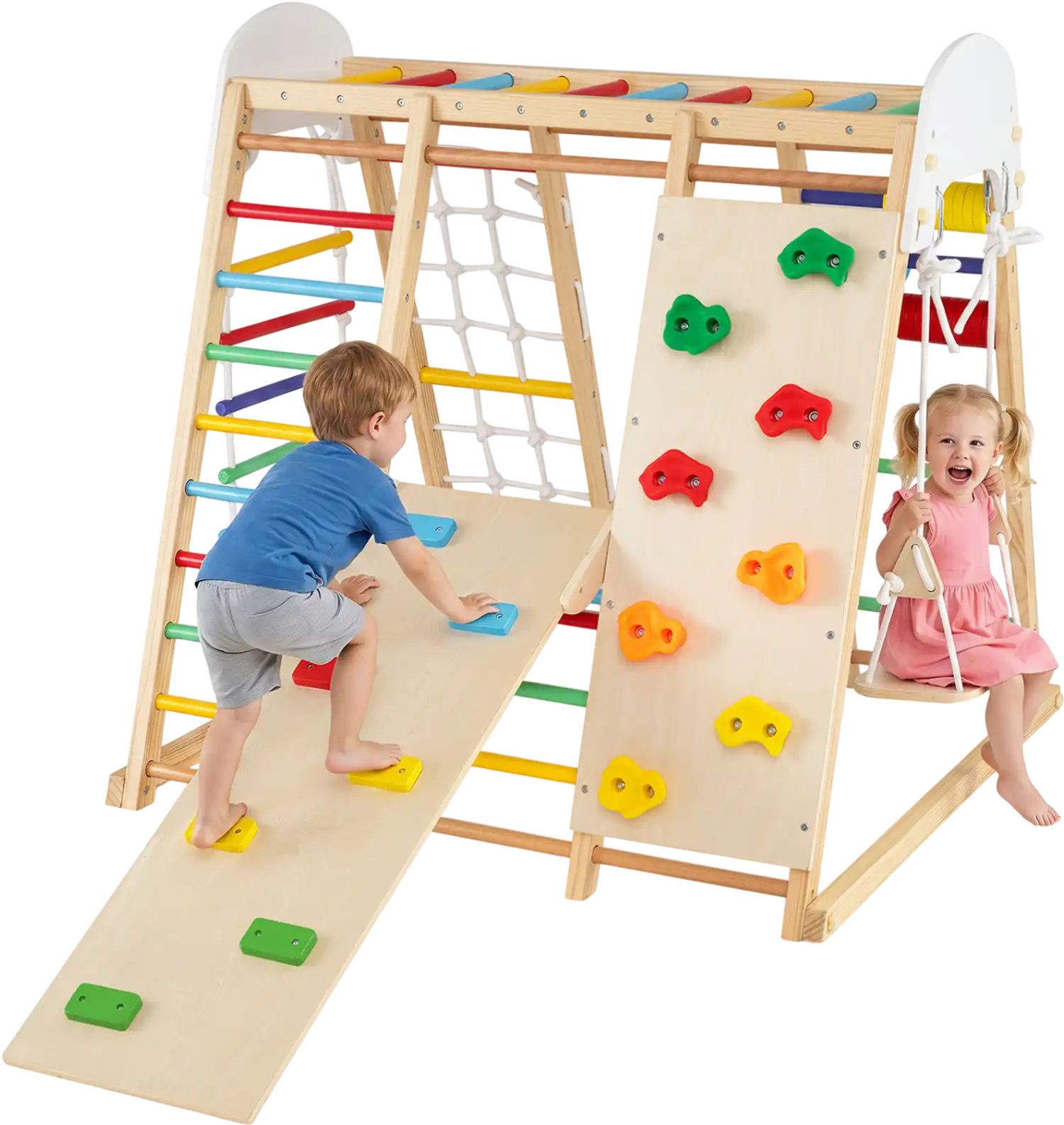Costway 8-in-1 Foldable Indoor Jungle Gym Kids Swing Monkey Bars 43058360 New