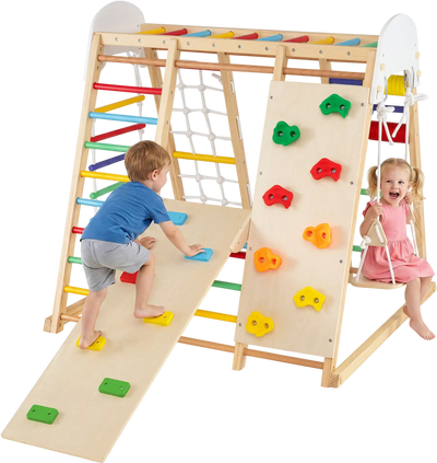 Costway 8-in-1 Foldable Indoor Jungle Gym Kids Swing Monkey Bars 43058360 New