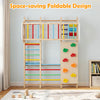Colorful 8-in-1 foldable indoor jungle gym for kids features solid wood, swing, monkey bars, and climbing wall for fun.