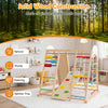 Colorful 8-in-1 foldable indoor jungle gym made of solid pine and beech wood, designed for kids' play and development.