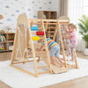 8-in-1 Foldable Indoor Jungle Gym for Kids with Swing and Monkey Bars-Natural - Gallery View 1 of 10