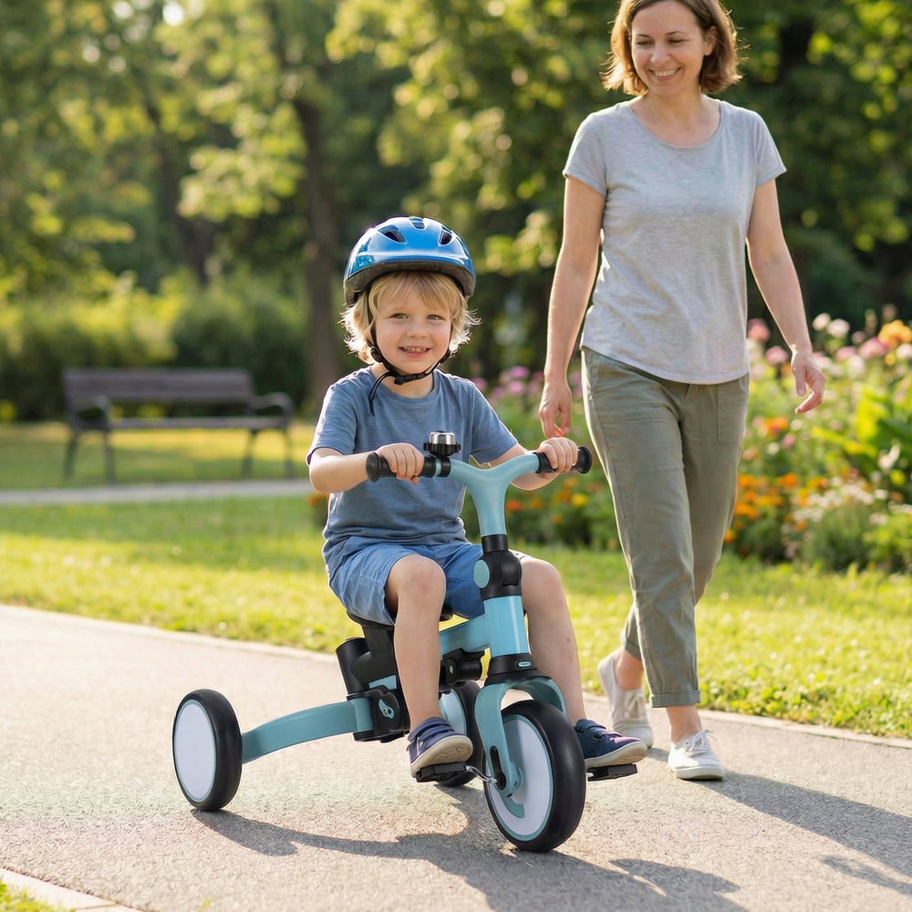8-in-1 Folding Kids Tricycle with Removable Canopy and Push Handle-Blue - Gallery View 1 of 10