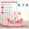 Modular 8-piece kids play couch set in pink with suede cover, perfect for building forts and imaginative play.