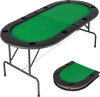 Foldable poker table for 8 players with green felt surface, cup holders, and padded armrests, perfect for game nights.