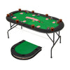Foldable 8-player poker table with green felt surface, cup holders, and padded armrests, perfect for game nights.