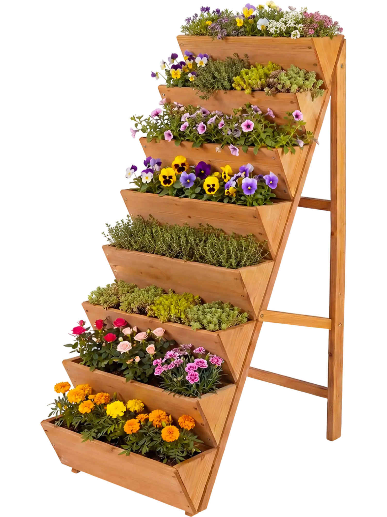 Costway 8-Tier Vertical Raised Garden Bed Wood Elevated Planter Box with Legs 60538648 New