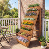 8-tier vertical raised garden bed made of fir wood, perfect for small balconies and efficient space utilization.