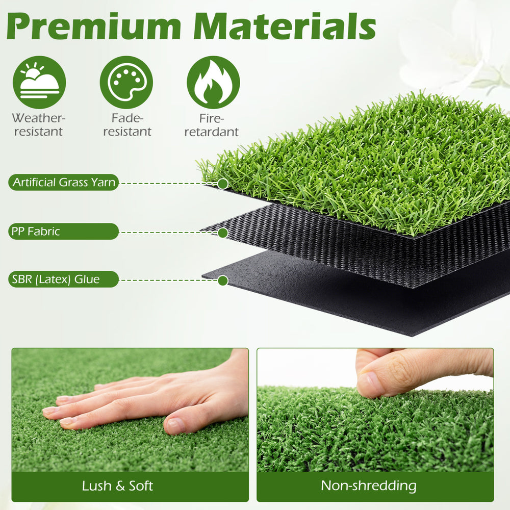 Artificial turf rug with low 0.3" pile height, made from premium materials, ideal for high traffic areas and easy.