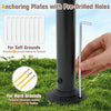 Anchoring plates with pre-drilled holes and included ground stakes for securing the 8 x 5 feet grill gazebo on soft.