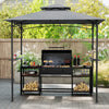 8 x 5 Feet Grill Gazebo with 2 Shelves 6 Hooks and Metal Frame-Gray - Gallery View 1 of 11