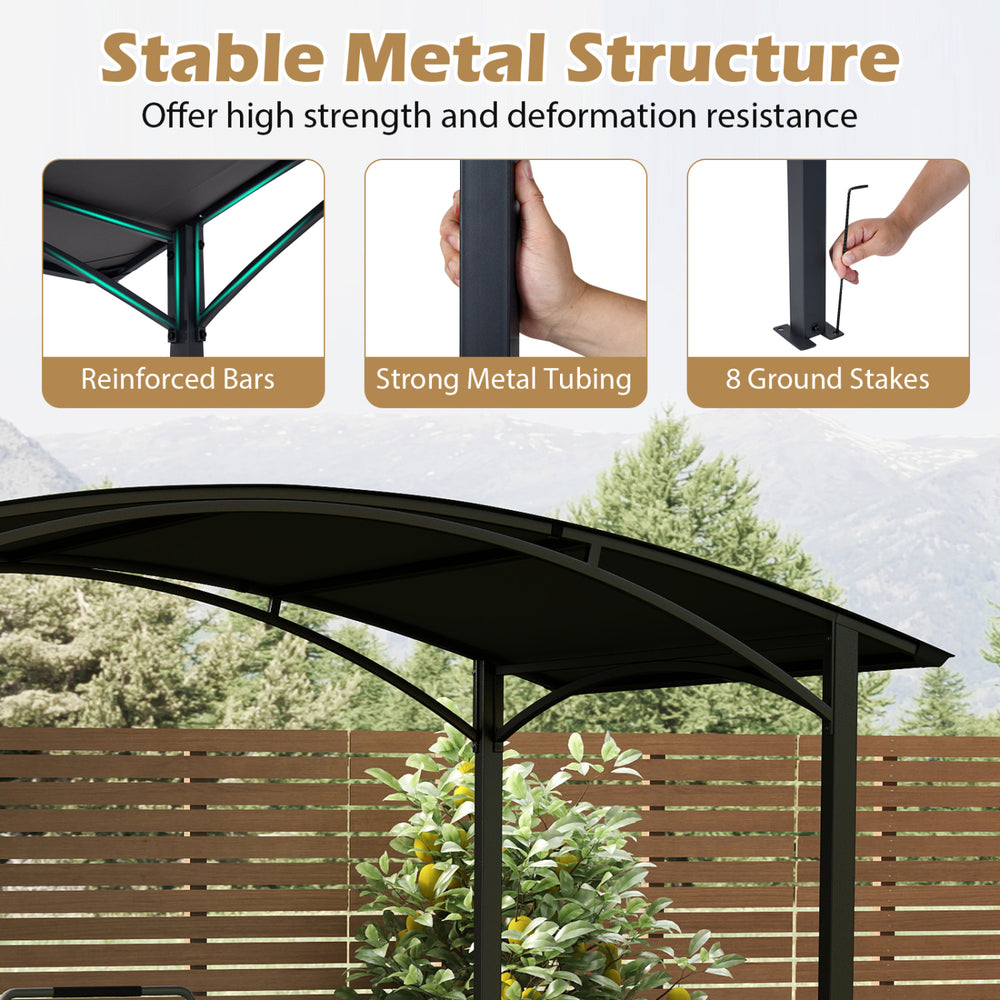 8 x 5 x 7 FT Grill Gazebo Outdoor BBQ Canopy with Metal Frame - Gallery View 6 of 10