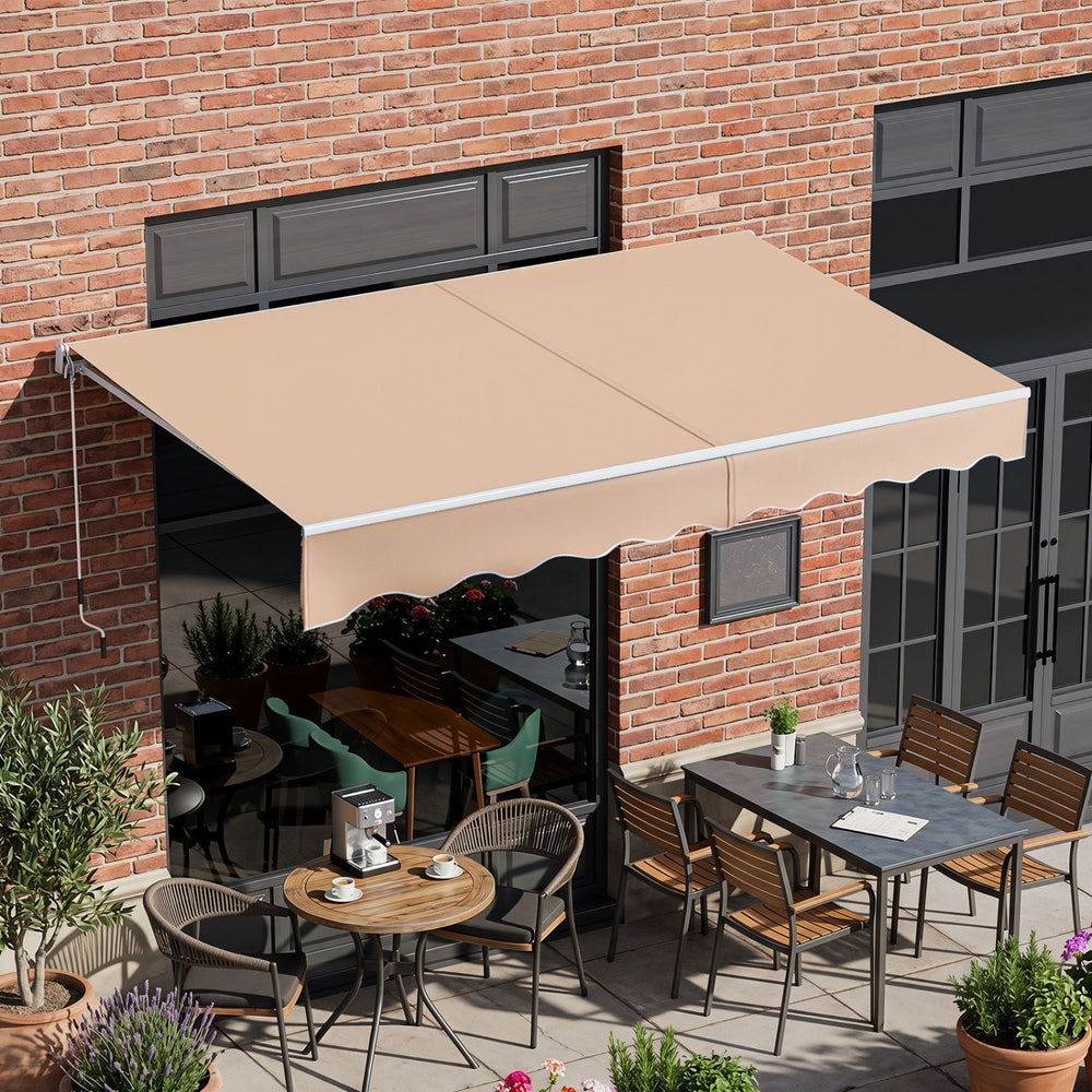 8 x 6.6 Feet Patio Retractable Awning with Manual Crank Handle-Beige - Gallery View 1 of 11