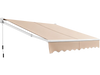 Retractable 8 x 6.6 feet patio awning in beige with a manual crank handle, providing UV protection and durable waterproof fabric.