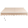 Retractable 8 x 6.6 feet patio awning in beige with a manual crank handle, providing UV protection and stylish decor.