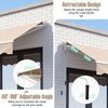Retractable 8 x 6.6 feet patio awning in beige with manual crank handle and adjustable angle for customizable shade.