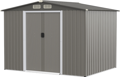 Costway Metal Storage Shed 8' x 6' with Sliding Double Lockable Doors New