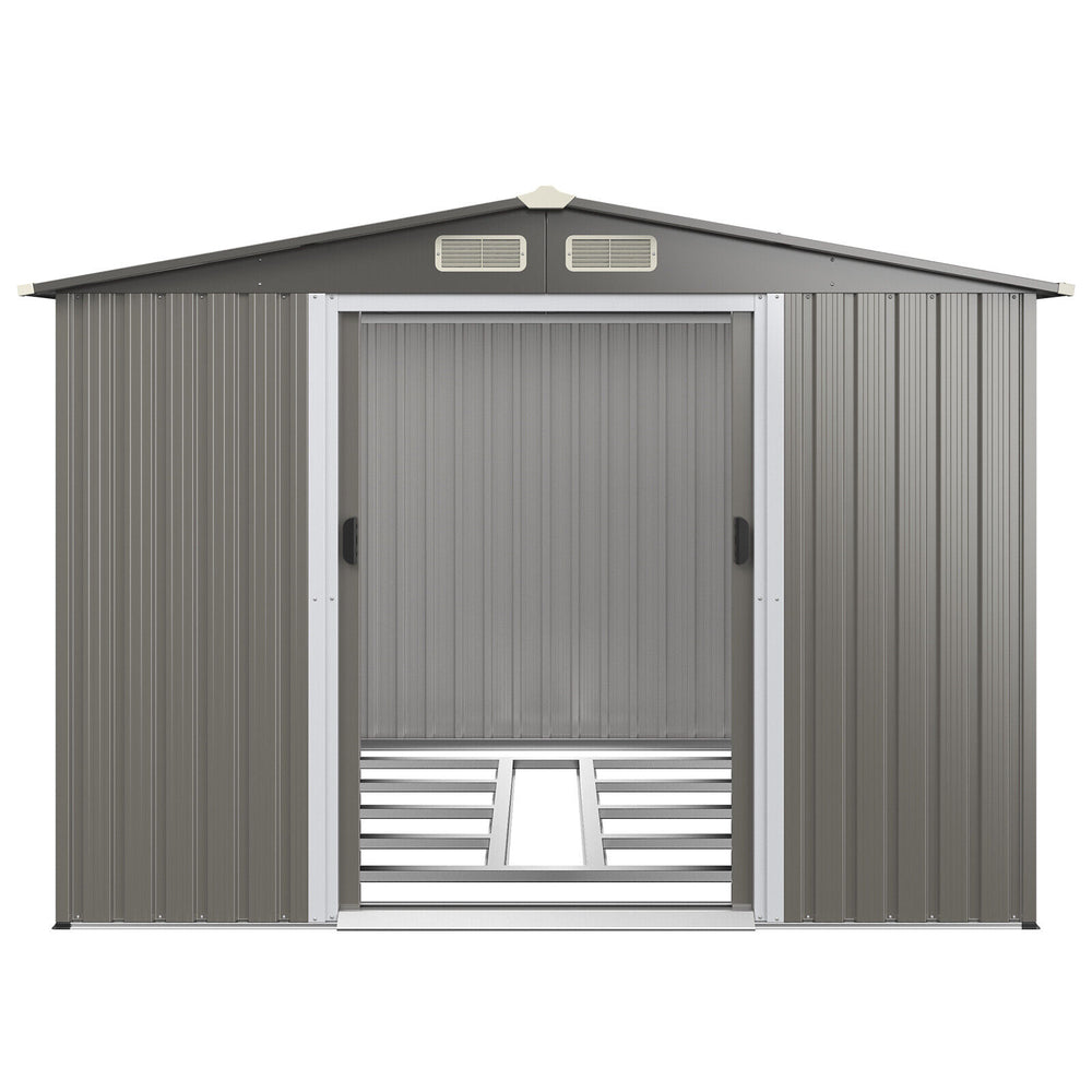 Costway Metal Storage Shed 8' x 6' with Sliding Double Lockable Doors New