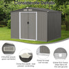 Costway Metal Storage Shed 8' x 6' with Sliding Double Lockable Doors New
