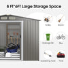 Costway Metal Storage Shed 8' x 6' with Sliding Double Lockable Doors New
