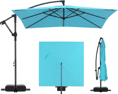 Costway 8' x 8' Offset Cantilever Patio Umbrella 360° Rotation Square Hanging Outdoor Market Umbrella 26840726 New