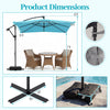 8 x 8 ft turquoise offset cantilever patio umbrella with 360° rotation, featuring a double-tier canopy for airflow.
