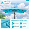 Turquoise 8 x 8 ft offset cantilever patio umbrella with air vent, 360° rotation, and premium polyester fabric for.