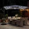 8 x 8 Square FT Solar LED Offset Cantilever Patio Umbrella with 360° Rotation-Gray - Gallery View 1 of 10