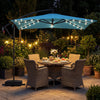 8 x 8 Square FT Solar LED Offset Cantilever Patio Umbrella with 360° Rotation-Turquoise - Gallery View 1 of 10