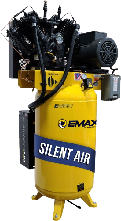 EMAX ESP07V080V1 Industrial 80 Gal. 7.5 HP 1-Phase 2 Stage Pressure Lubricated Silent Air Compressor New
