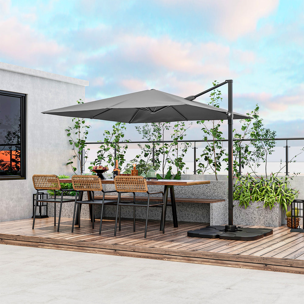 9.5 Feet Square Patio Cantilever Umbrella with 360° Rotation-Gray - Gallery View 1 of 10