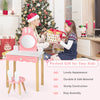 Kids vanity set with rabbit design, round mirror, and storage drawer, perfect for bedroom or playroom decor.