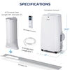 Portable air conditioner with remote control, 12000 BTU cooling capacity, and quick-install window kit for easy setup.