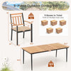 9-piece patio dining set featuring a spacious slatted tabletop and 8 acacia wood armchairs for outdoor gatherings.