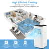 9000 BTU air conditioner in white, showcasing compact design and remote control for efficient cooling in spaces up to.