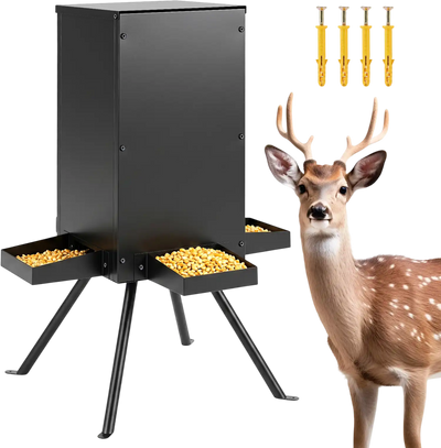 Costway 90 lbs Gravity Deer Feeder w/ 4 Feeding Trays 4-Leg Stand 95367991 New