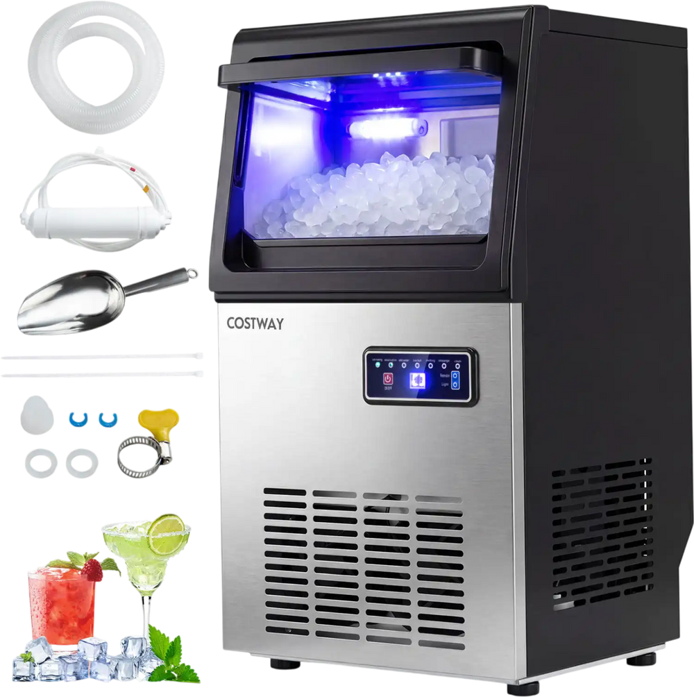 90 LBS/24H Commercial Nugget Ice Maker with Self-Cleaning