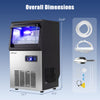 Detailed view of the ice scoop and water inlet hose of the 90 LBS/24H commercial nugget ice maker for convenient use.